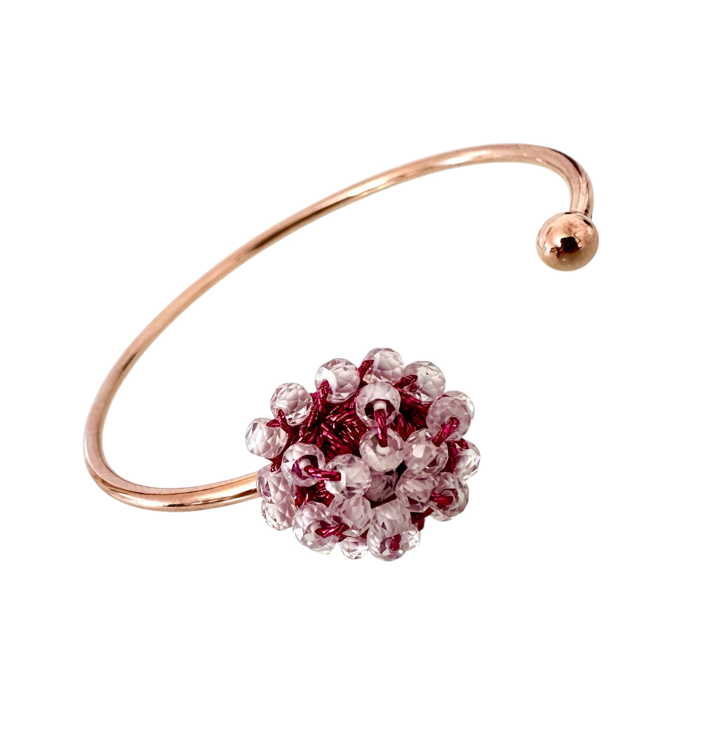 💎 Bracciale rigido con fiore di cristalli e Filato Gioiello 💎