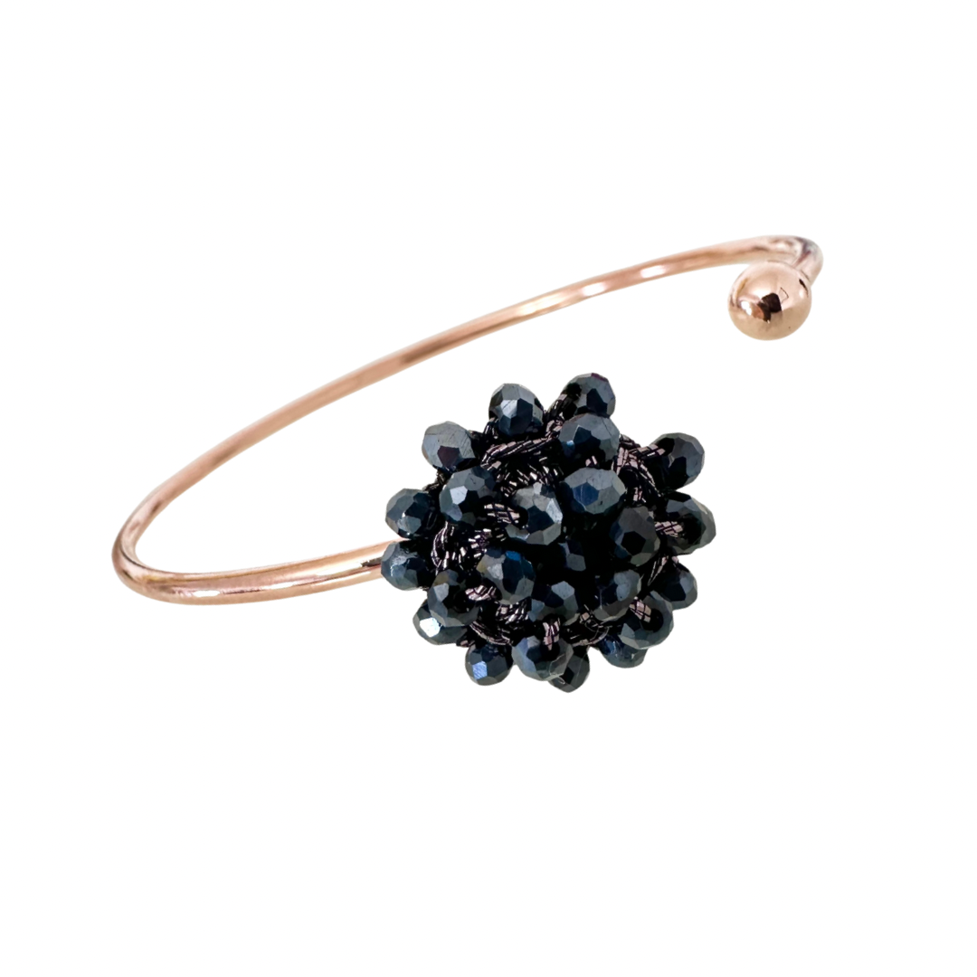 💎 Bracciale rigido con fiore di cristalli e Filato Gioiello 💎
