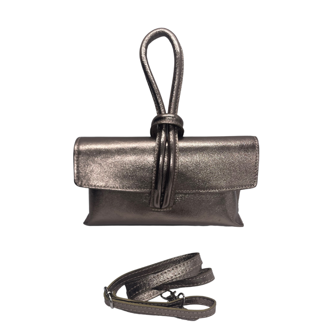 Borsa con nodo in vera pelle laminata
