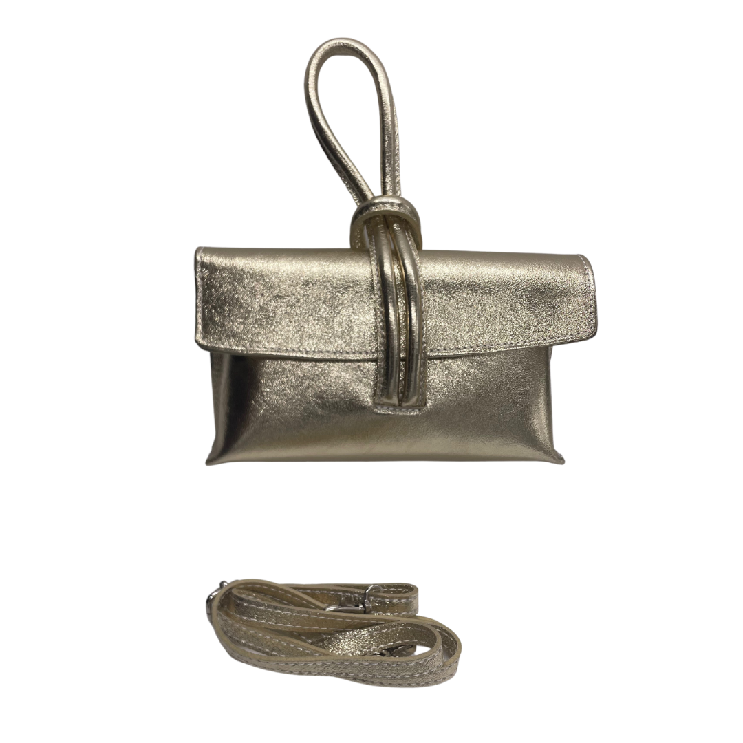 Borsa con nodo in vera pelle laminata