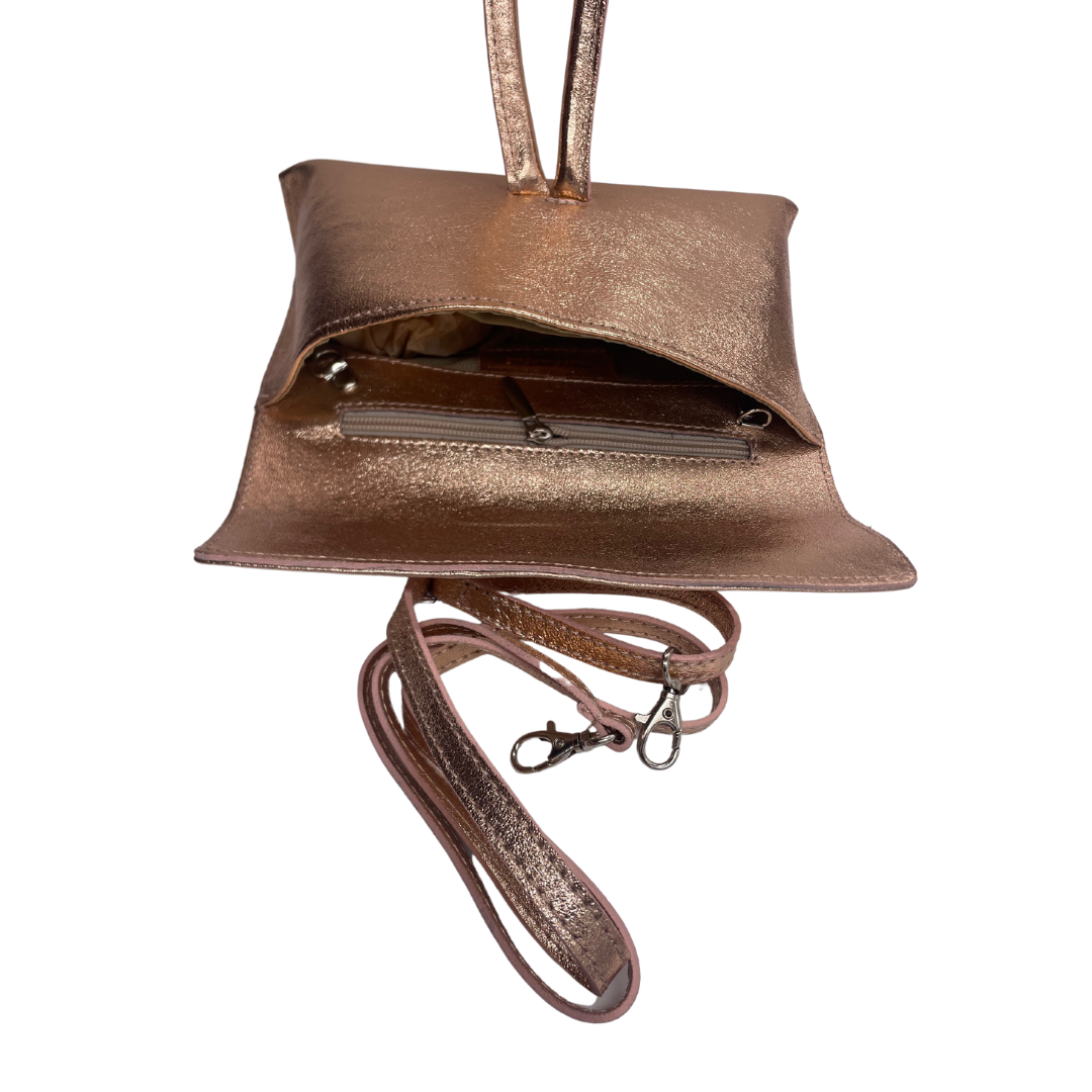 Borsa con nodo in vera pelle laminata