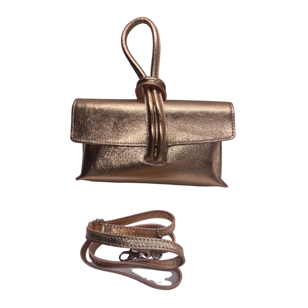 Borsa con nodo in vera pelle laminata
