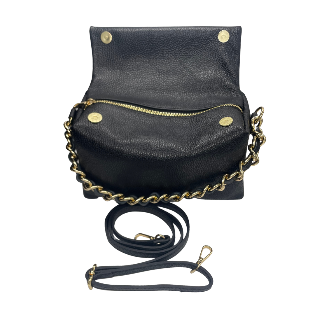 Borsa cubo con catena in pelle