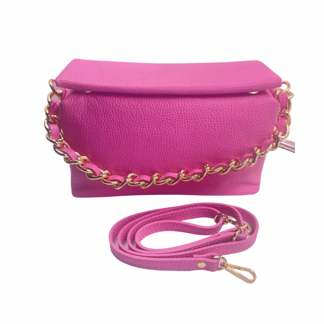 Borsa cubo con catena in pelle