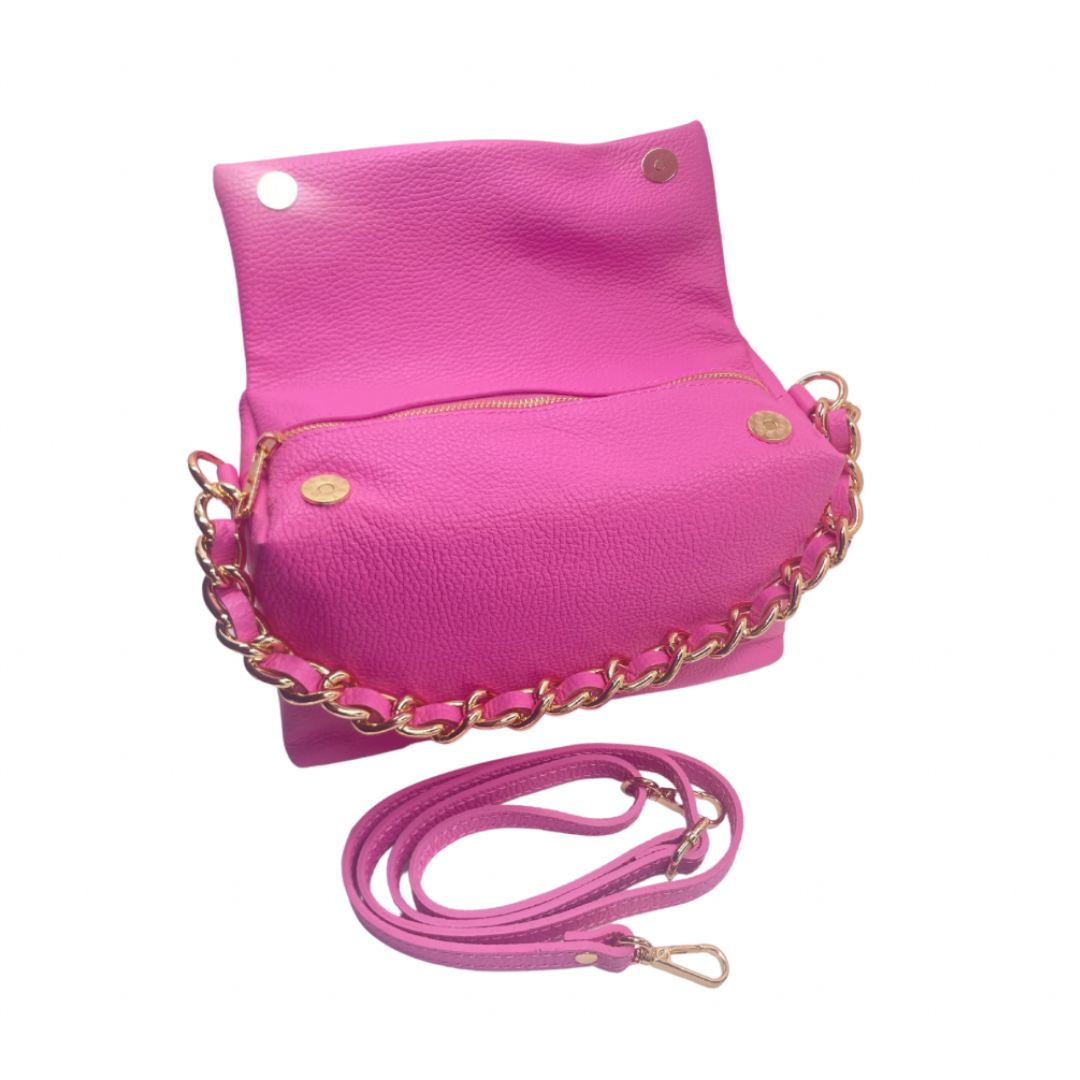Borsa cubo con catena in pelle