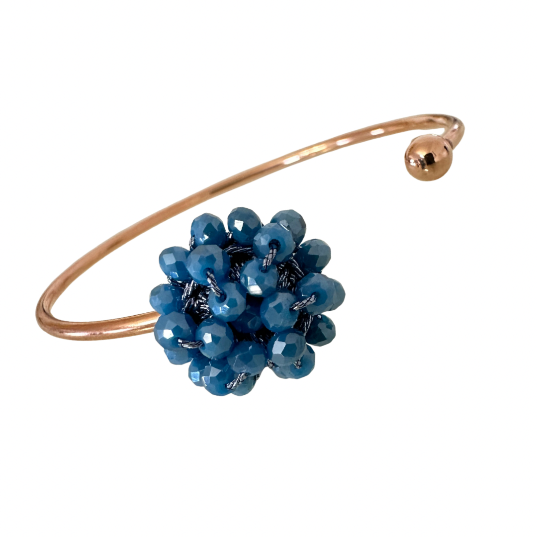 💎 Bracciale rigido con fiore di cristalli e Filato Gioiello 💎