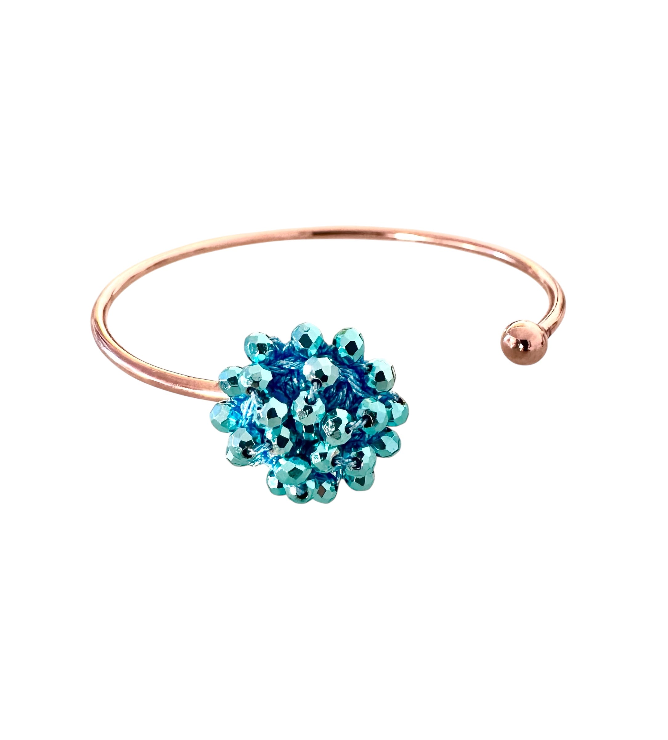 💎 Bracciale rigido con fiore di cristalli e Filato Gioiello 💎