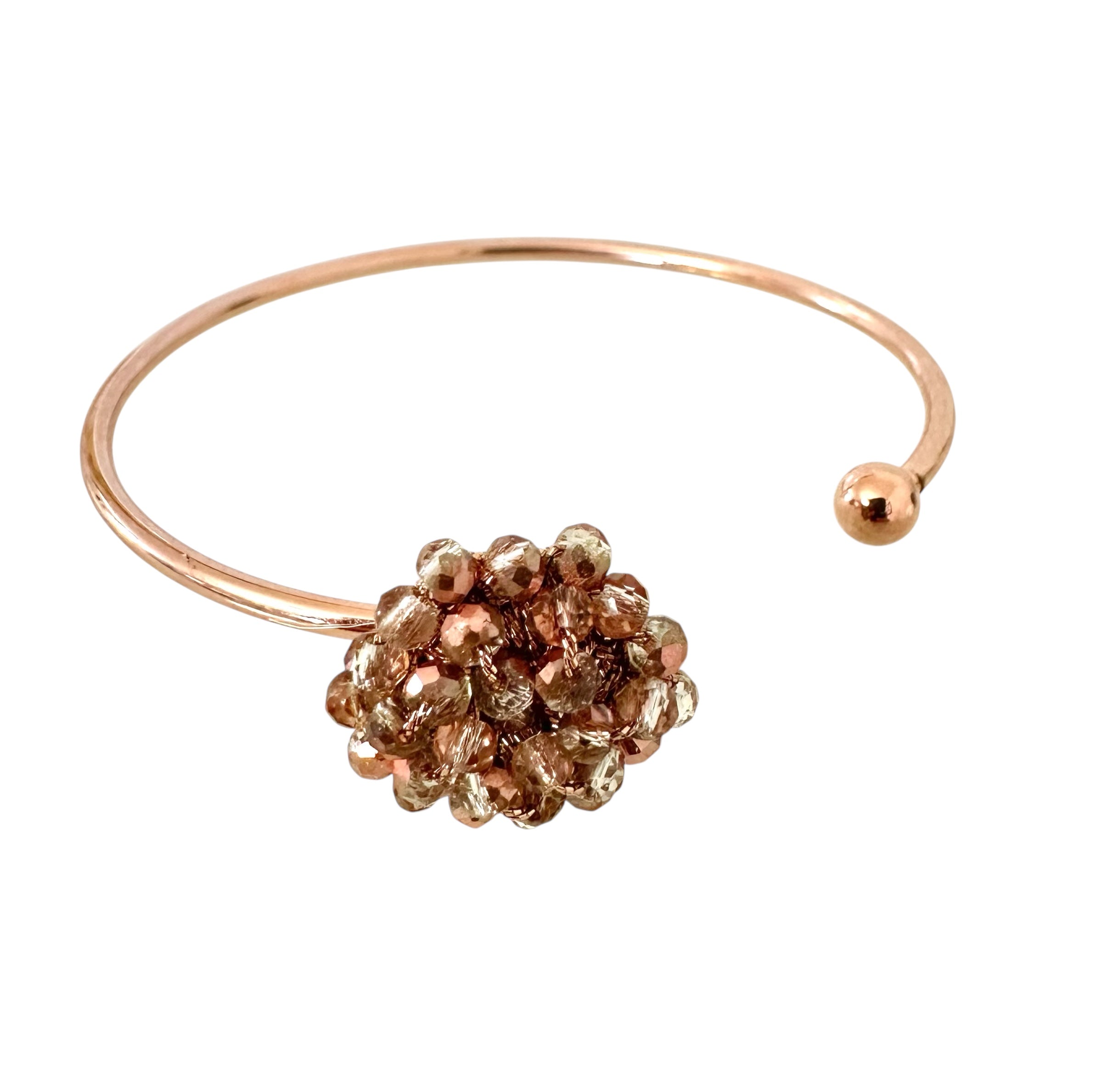 💎 Bracciale rigido con fiore di cristalli e Filato Gioiello 💎