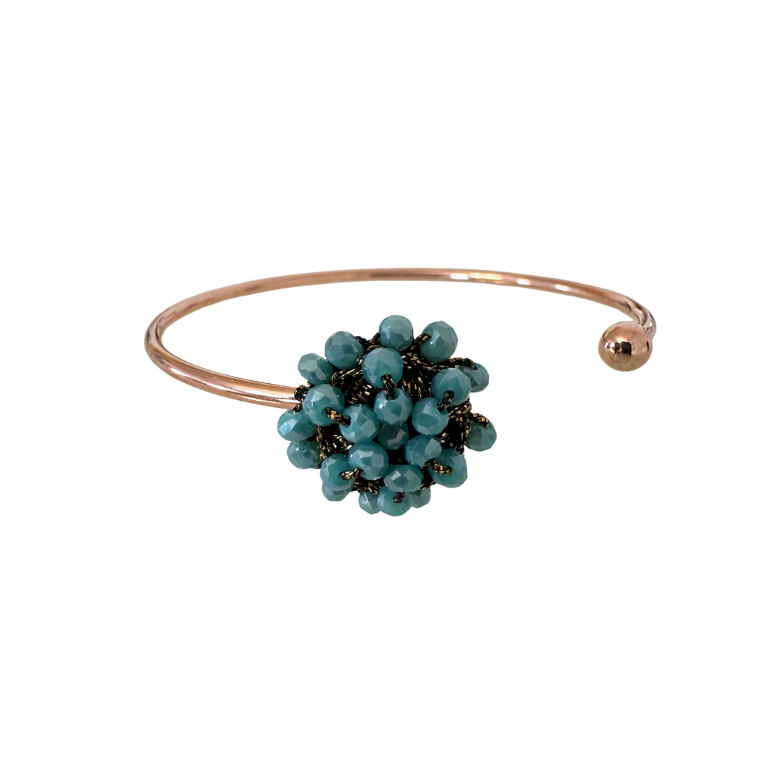💎 Bracciale rigido con fiore di cristalli e Filato Gioiello 💎