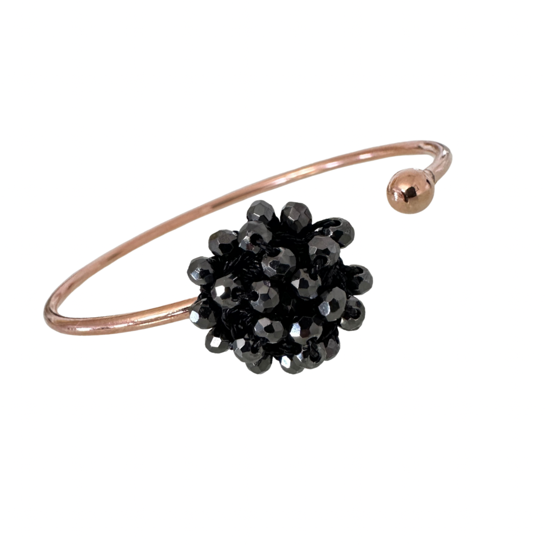 💎 Bracciale rigido con fiore di cristalli e Filato Gioiello 💎