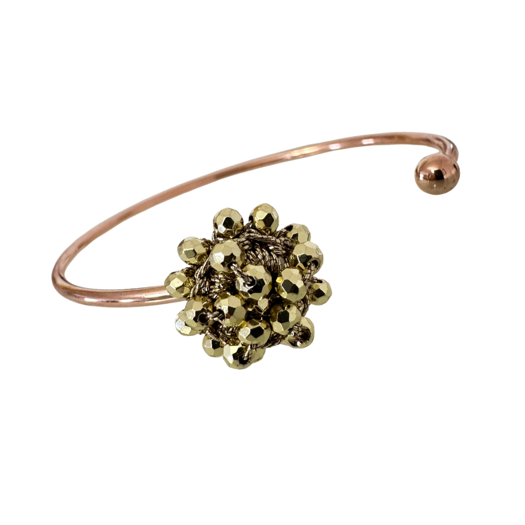 💎 Bracciale rigido con fiore di cristalli e Filato Gioiello 💎