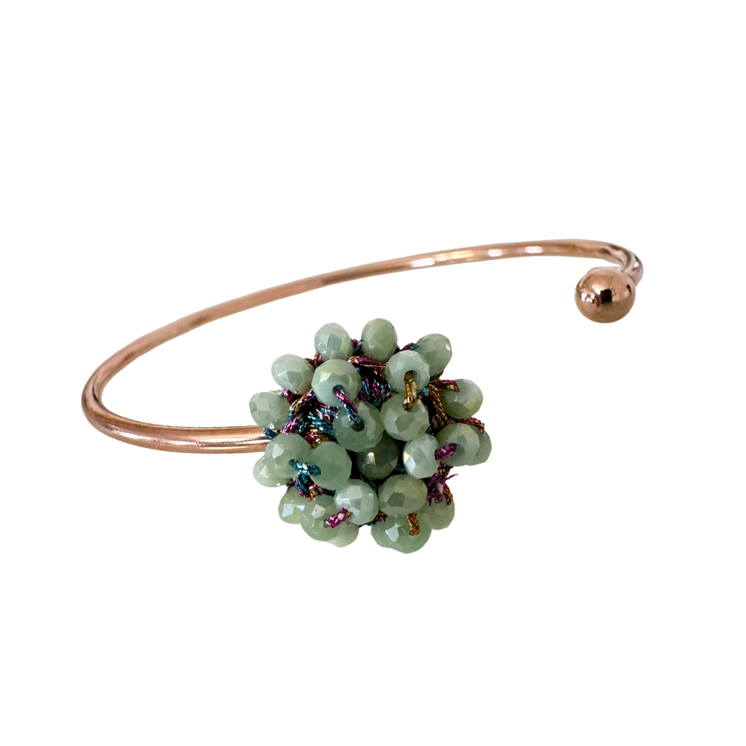 💎 Bracciale rigido con fiore di cristalli e Filato Gioiello 💎