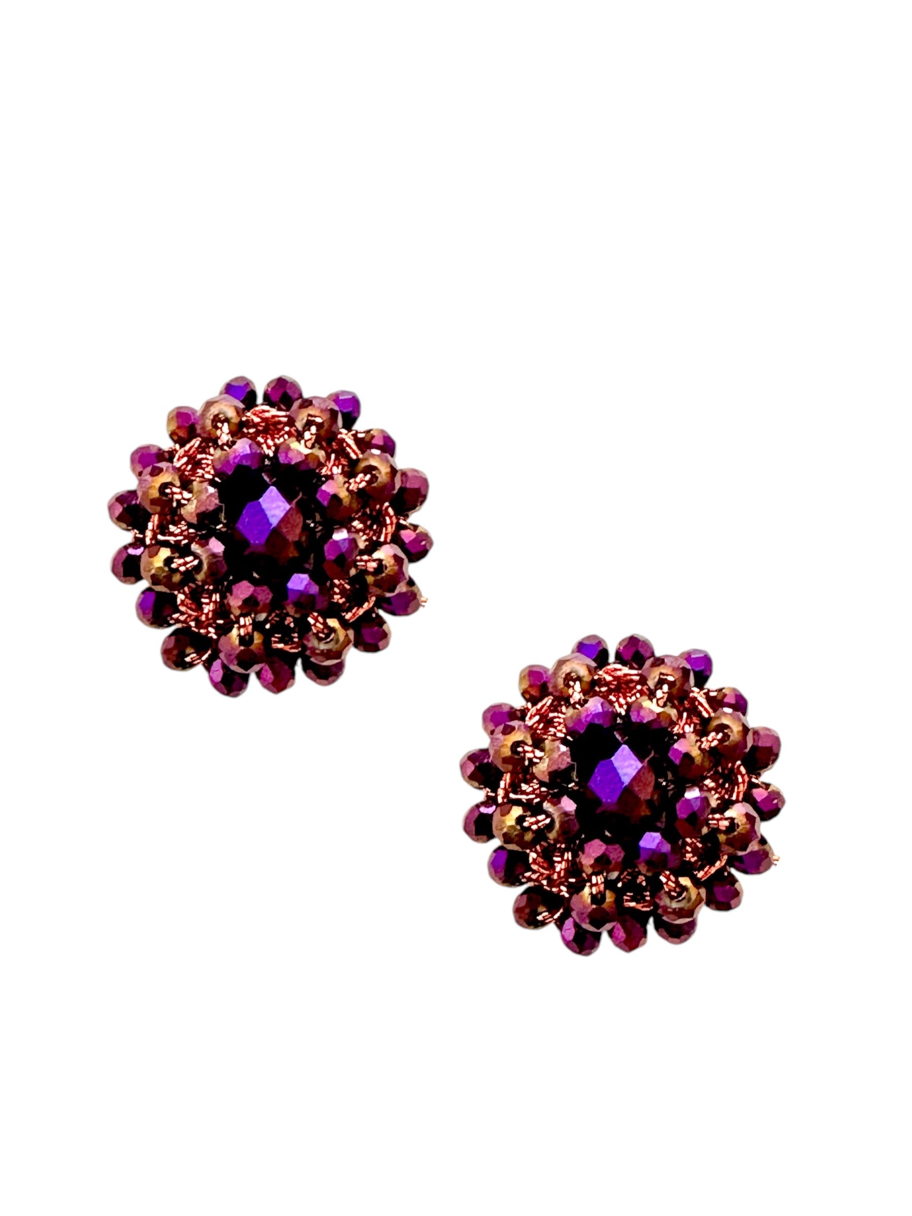 Orecchini fiore di cristalli con perla centrale