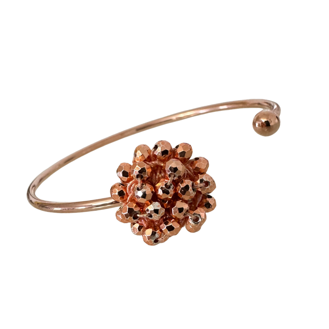 💎 Bracciale rigido con fiore di cristalli e Filato Gioiello 💎