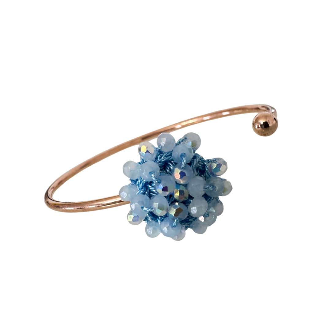 💎 Bracciale rigido con fiore di cristalli e Filato Gioiello 💎