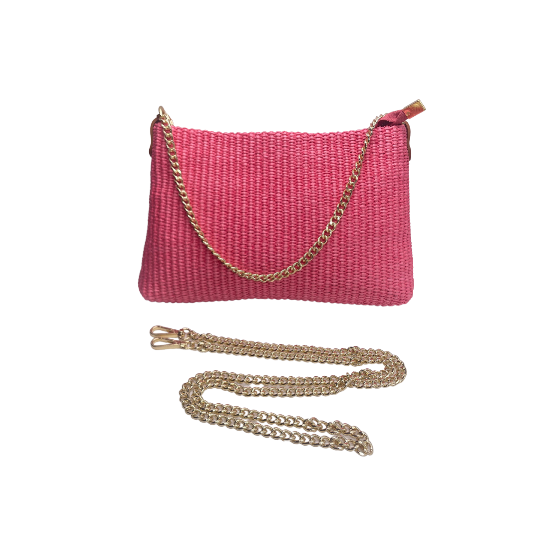 Pochette da donna in rafia con tracolla lunga