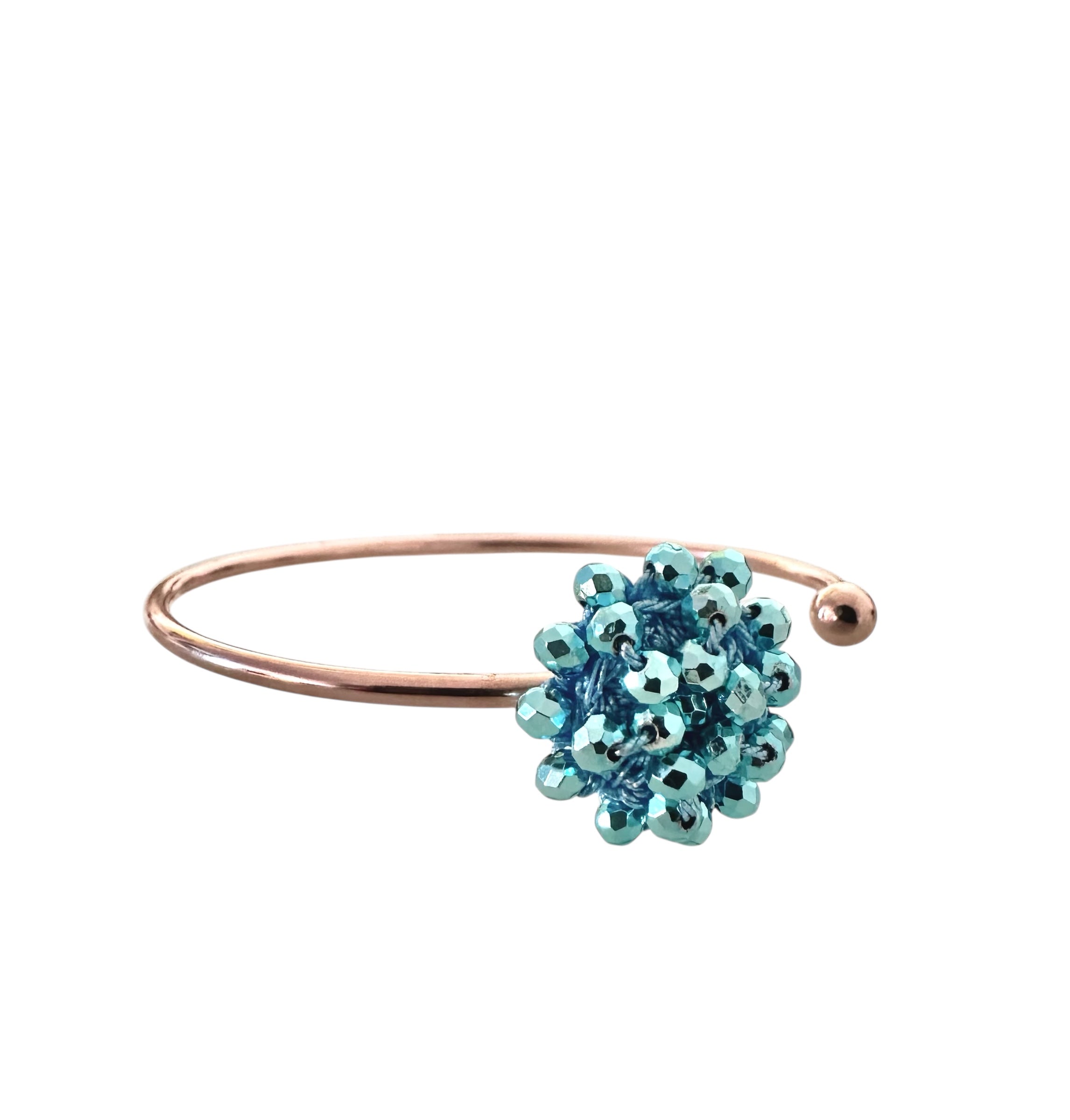 💎 Bracciale rigido con fiore di cristalli e Filato Gioiello 💎