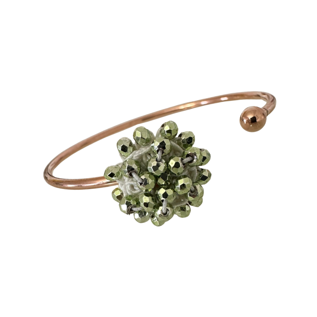 💎 Bracciale rigido con fiore di cristalli e Filato Gioiello 💎