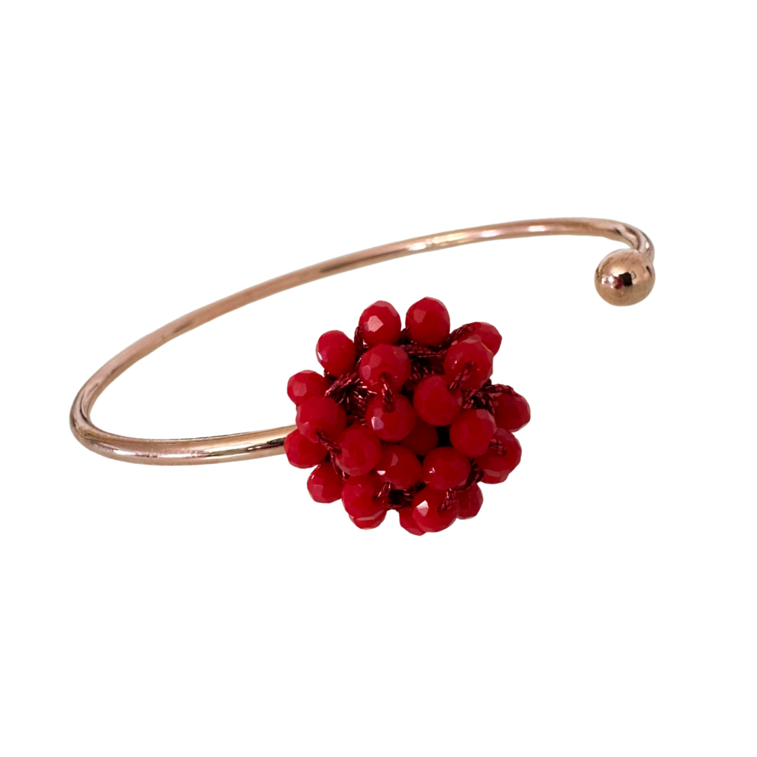 💎 Bracciale rigido con fiore di cristalli e Filato Gioiello 💎