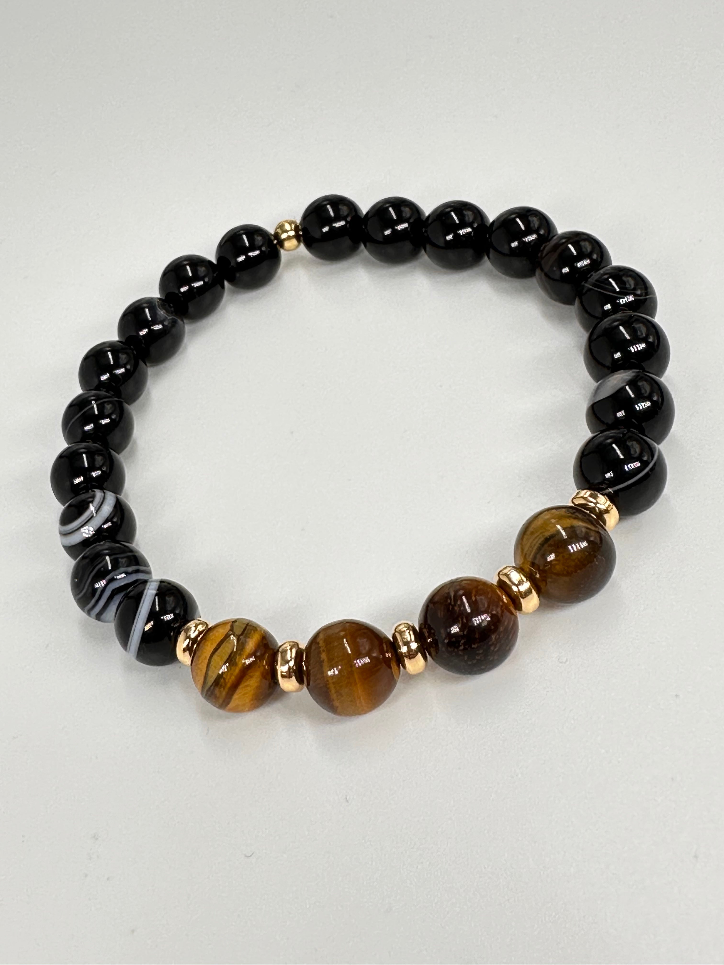Bracciale con perle di Agata e Occhio di Tigre