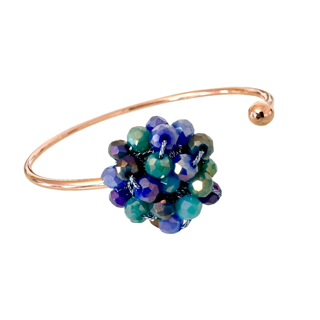 💎 Bracciale rigido con fiore di cristalli e Filato Gioiello 💎