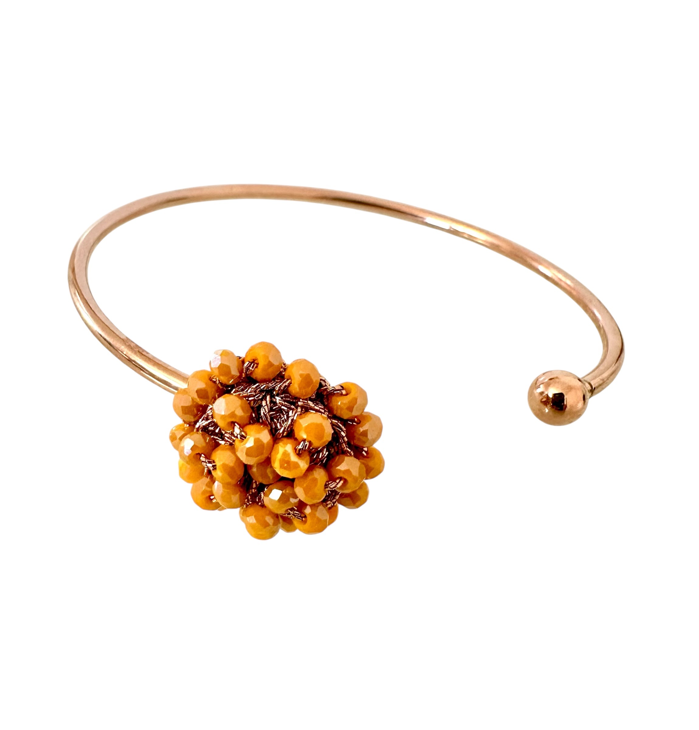 💎 Bracciale rigido con fiore di cristalli e Filato Gioiello 💎