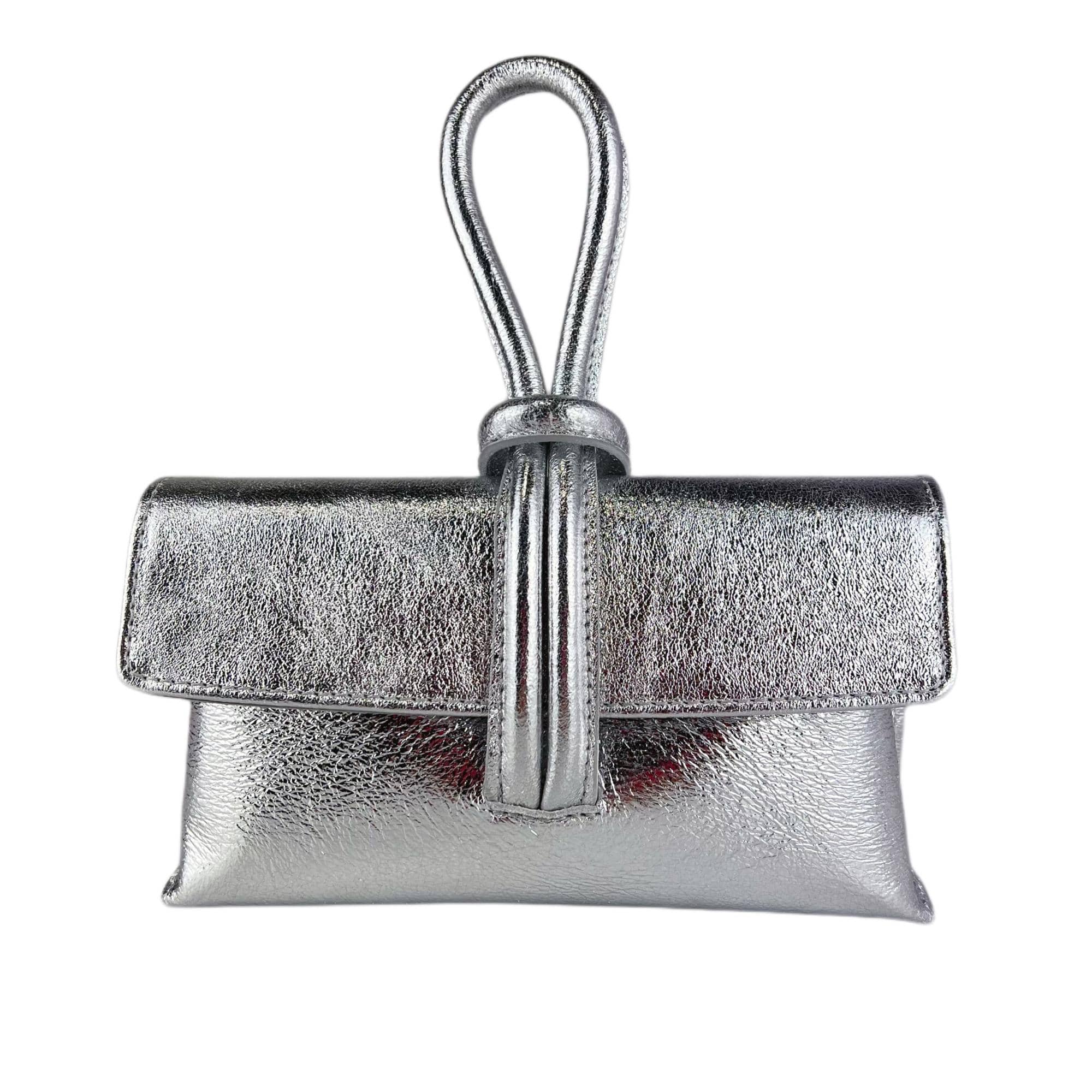 Borsa con nodo in vera pelle laminata