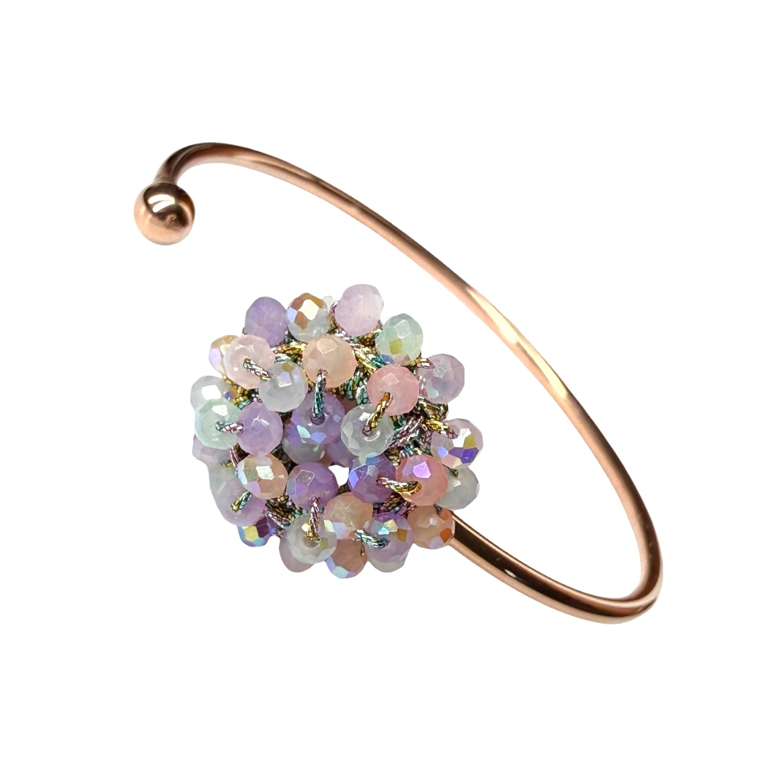 💎 Bracciale rigido con fiore di cristalli e Filato Gioiello 💎