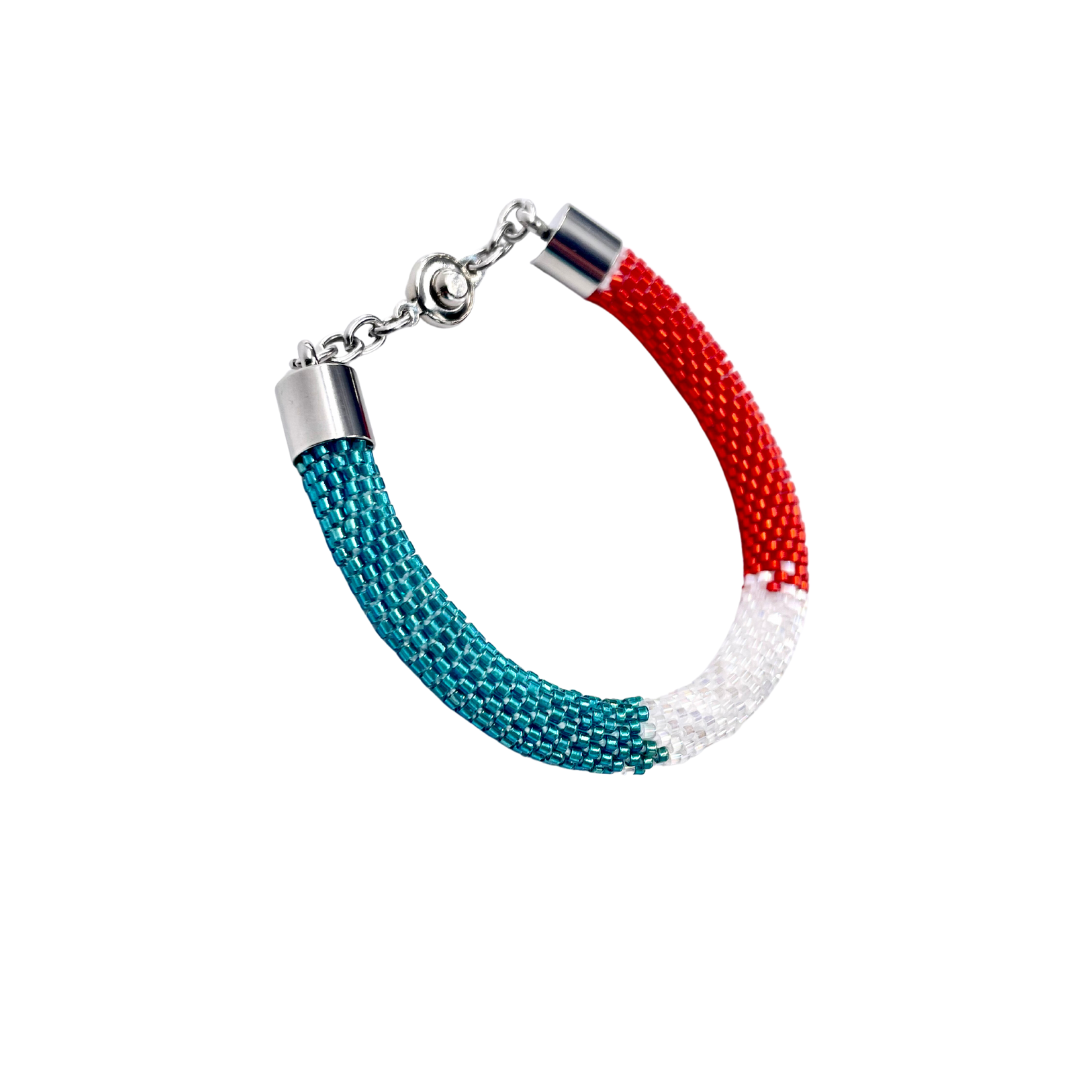 Bracciale da donna con perline miyuki fatto a mano all’uncinetto