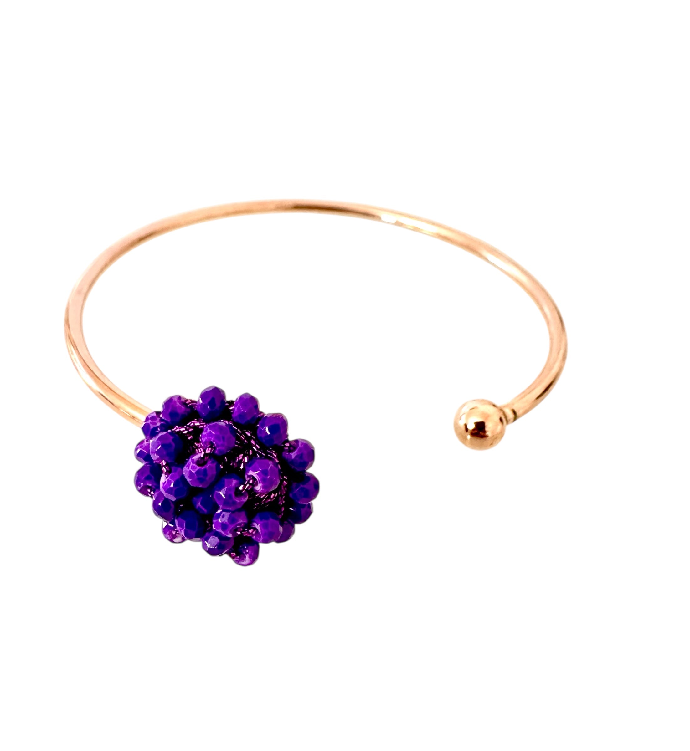 💎 Bracciale rigido con fiore di cristalli e Filato Gioiello 💎