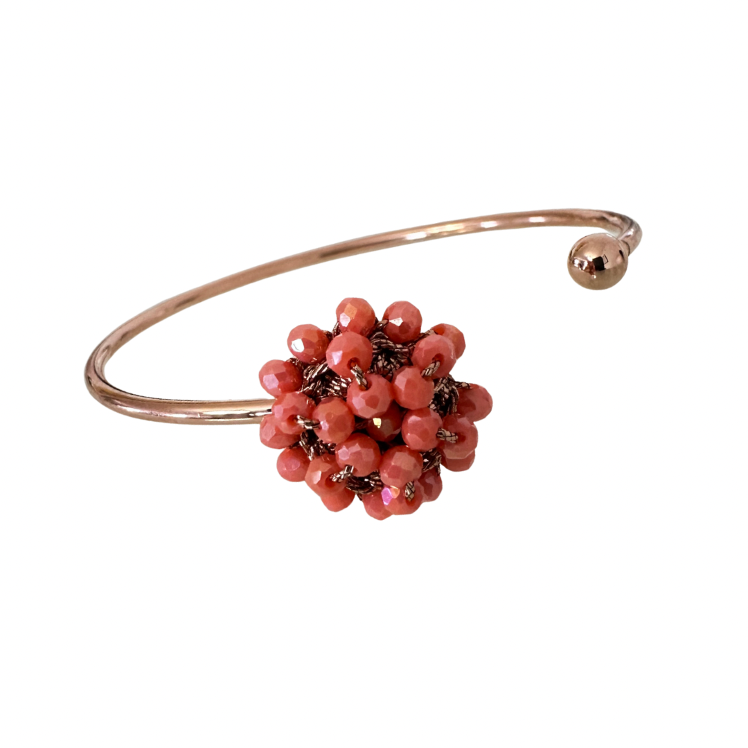 💎 Bracciale rigido con fiore di cristalli e Filato Gioiello 💎